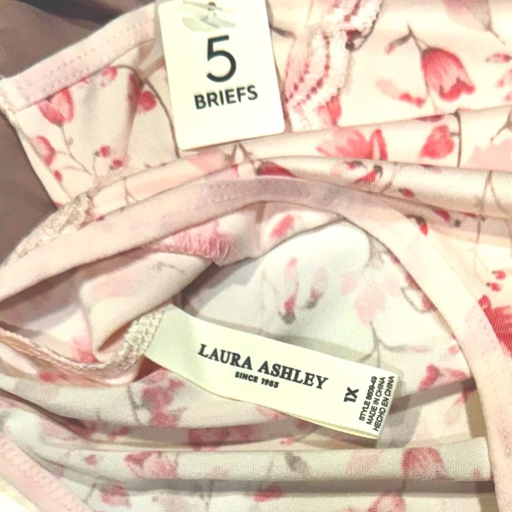 LAURA ASHLEY 5 Pack Floral Stripes Soft Comfy Stretch Briefs Panties NWT 1X - Picture 13 of 14